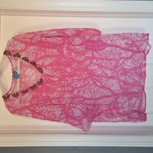 Aqua Blu Pink and White Tie-Dye Bathing Suit Beach Coverup/Tunic  Good Cond. XXL